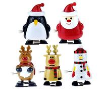Milisten 5Pcs Christmas Wind Up Cute Snowman Santa Elk Penguin Clockwork for Xmas Party Favors Educational