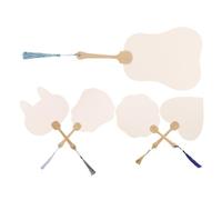 Milisten 5pcs DIY Handheld Painting Fans Set, Blank White Paper Fans with Mini Cat Ear, Heart, Crown, Banana, and Eight-Petal Designs, Traditional Chinese Style for Crafting, Summer,