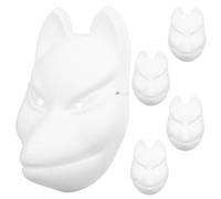 Milisten 5pcs DIY White Paper Fox Masks for Halloween Masquerade Costume Lightweight Safe Pulp Material Animal Masks for Festival Party Decoration and Cosplay