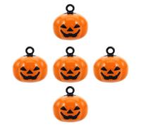 MILISTEN 5pcs Halloween Mini Pumpkin Bells, Pumpkin Shaped Jingle Bells, Charms Pendant, Jack O Lantern Face Jingle Beads for Fall Halloween Decoration
