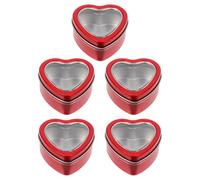 Milisten 5pcs Heart Shaped Tin Boxes with Window Portable Metal Candy Tins for Cookies and Small Trinkets Wedding Favors and Valentine's Day Containers