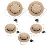 Milisten 5pcs Mini Straw Hat for Dogs and Cats - Adjustable Summer Sunhat with Chin Strap for Small Pets - Novelty Costume Accessories Fits Puppy Chihuahua and Hamster