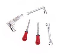 Milisten 5pcs Miniature Dollhouse Tool Set for Electric Drill Screwdriver Wrench Pretend Play Tools for Maintenance Role Playing Portable and Realistic Accessories for Dollhouse Scenes