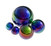 Milisten 5pcs Rainbow Stainless Steel Gazing Balls Garden Sphere Decoration Polished Reflective Hollow Mirror Spheres Outdoor Lawn Globe Set 15cm 10cm 5.1cm