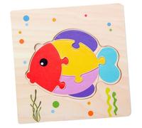 Milisten 5pcs Wooden Cartoon Animal Jigsaw Puzzles for Early Development Activity Portable Educational Puzzle for Boy Girl Ages with Bee Frog Goldfish Fish Elephant Designs