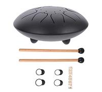 Milisten 6-inch 8-tone Tongue Drum Set in Black for Professional Players, Made of Titanium Steel Alloy and Wood, Non-slip Design that Will Not Peel the Paint, Hand Drum for Adults