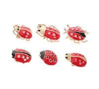 Milisten 6 Pcs Ladybug Beetle Enamel Brooch Cute Rhinestone Insect Pins for Women Lightweight Cartoon Accessories for Sweaters Jackets and DIY Clothing Decor