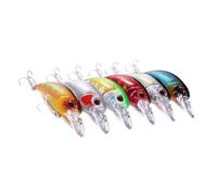 Milisten 6 Pcs Slowly Sinking Artificial Fishing Lures with Movable Tongue Colorful Bionic Hard Bait for Deep Water Fishing High Metal Hooks Realistic Small Fish Design for Sea Random Color