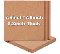 Milisten 6 Pieces Self-Adhesive Cork Boards 20x20cm 5mm Thick Square Pin Memo Boards for Wall Home Office Decorative Reminder Message Tiles