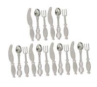 Milisten 6 Sets Scale Silver Metal Forks Spoons Cutters for Home Decoration and Role-playing Accessories