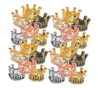 Milisten 60Pcs DIY Alloy Crown Charms for Jewelry Making Lovely Pendants Antique Bronze Silver Gold and Rose Gold for Necklaces Bracelets and Craft Projects