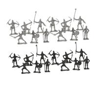 Milisten 60Pcs Medieval Soldier Action Figures Set Mini Soldiers for Educational Play Black Silver Finish for History Learning and Cake Decorations
