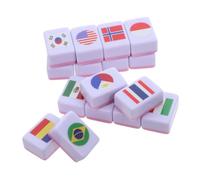 Milisten 64pcs Portable Mahjong Tile Game Set with Vibrant Melamine Flag Patterns Compact Tiles for Players Travel-friendly Educational Memory Matching and Family Tabletop Game for Adults