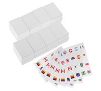 Milisten 65pcs National Flag Mahjong Tiles with Plastic Globe Stickers Simplified Rules for Family Travel and Spring Party Portable Educational Game for Adults
