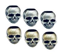 Milisten 6pcs Brass Skull Beads Set for Jewelry Making Halloween Bead Charms DIY Bracelet Craft Accessories in Brass and White Copper Goth Style