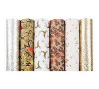 Milisten 6pcs Christmas Faux Leather Fabric Sheets Glitter Synthetic Leather Fabric Material with Christmas Theme Pattern Christmas Party Supplies