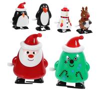 Milisten 6pcs Christmas Wind Up Santa Set Funny Walking Clockwork Playthings for Holiday Activities Xmas Party Favors Stocking Stuffers All Ages