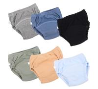 Milisten 6pcs Cotton Absorbent Training Pants for Newborn, Breathable Waterproof Potty Training Shorts in Black, Light Blue, Grey, Denim Blue, Smoke Green Khaki, Unisex M Size