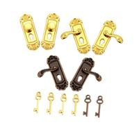 Milisten 6Pcs Dollhouse Metal Door Handle with Key Authentic Decorative Accessories for Mini House Tiny Lock and Knob Decor