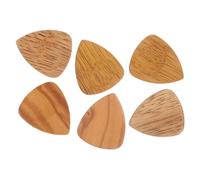 Milisten 6pcs Guitar Picks Practical Guitar Plectrum Replacement High Wear Resistance Wood Material Black Walnut Olive Golden Sandalwood for Ukulele Accessories Random Color