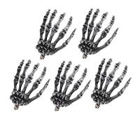 Milisten 6pcs Halloween Skeleton Hand Decorations Silver Plastic Haunted House Props Party Claw Bones for Wall Ceiling Table Horror Theme Stage Photo Props