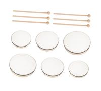 Milisten 6pcs Hand Drum Set Wood Frame Percussion Musical Instrument with Sticks for Adults Beginners Educational Rhythm Party Home Use