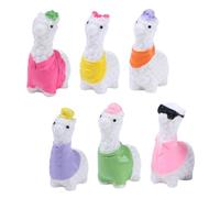 Milisten 6pcs Mini Alpaca Figurines Cute Resin Miniature Statues for Outdoor Garden Decor Unique Lawn Landscape Accessories Durable Animal Figures for Miniature Gardens Random Color