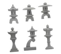 Milisten 6pcs Miniature Japanese Lantern Pagoda Aquarium Statues Micro Landscape Decor for Small Gardens Fish Tank Bonsai Terrarium Accessories Oriental Tower Design