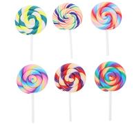 Milisten 6pcs Multicolored Soft Clay Faux Lollipop Charms for DIY Jewelry Making Realistic Rainbow Swirl Candy Pendants Easy to Use Craft Decorations for Wedding Party Favors and Creative