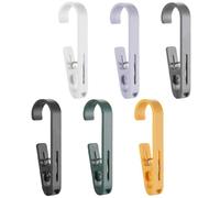 Milisten 6pcs Multifunctional Curtain Hanger Clips with Hooks, Non-Slip Clothes Hanger Hooks for Wardrobe Organization, Laundry Garment Clips Suitable for Skirts and Pants, Multi-Color Set