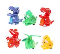 Milisten 6pcs Pull Back Dinosaur Car Cartoon Animal Shape Plastic Vehicles for Press Drive Inertia for Hand Eye Coordination and Imaginative Play Energy Saving and