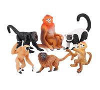 Milisten 6PCS Realistic Monkey Figurines Set White Handed Gibbon Golden Lion Models for Educational Home Decor and Learning