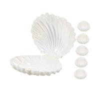 Milisten 6pcs Small Pearl White Seashell Candy Boxes with Lid, Plastic Shell-shaped Trinket and Jewelry Holder, Wedding Party Favor Packaging for Birthday and Halloween Treats