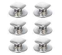 Milisten 6pcs Stainless Steel Pot Lid Handles Replacement Set, Square Top Knob with Finger Edge Pull, Small Pan Cover Grip for Kitchen Cookware Accessories