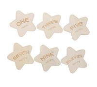 Milisten 6pcs Wooden Milestone Cards Double-Sided Star Photo Signs Lightweight Portable Announcement Props for Newborn Monthly Keepsake and Shower Decoration