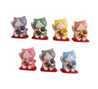 Milisten 7pcs Mini Lucky Cat Figures Micro Landscape Ornament Compact Cartoon Fortune Cat Figurines with Bright Design for Desktop and Space Decoration