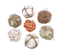 Milisten 7Pcs Natural Rattan Woven Chewing Balls for Rabbits Parrots Guinea Pigs Hamsters Training for Pet Anxiety Relief and Activity Stimulation