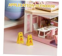 Milisten 7pcs Slide The Warning Sign Carefully Doll House Decor Mini Caution Sign Dollhouse Caution Realistic Safety Miniature Wet Yellow Alloy