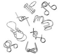Milisten 8Pcs Metal Brain Teaser Puzzle for Elders Sensory Play Activities for Patients Hand-eye Coordination and Mental Stimulation