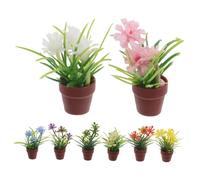 Milisten 8pcs Miniature Dollhouse Potted Plants Realistic Fake Tiny Bonsai Flowerpots for Miniature Garden Desktop and Micro Landscape Decorations