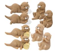 Milisten 8Pcs Miniature Otters Decor Small Animal Figurines for Succulent and Micro Landscape DIY Bonsai Accessories Office Desk and Bookshelf Ornament