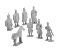 Milisten 8pcs Miniature Terracotta Warriors Figurines for Home Decor Ancient China Collectible Statues Set Tabletop Display Grey Pvc Military Figures