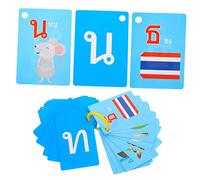 Milisten 90Pcs Thai Language Flash Cards for Educational Vocabulary Learning Double Sided Picture Study Cards Preschool Kindergarten Teaching Tool
