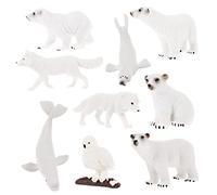 Milisten 9pcs Arctic Animal Toy Figurines Set Including Polar Bear Seal and White Dolphin Educational Plastic Sea Creature Toys for Cake Topper and School Prize Style