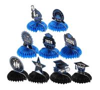 Milisten 9pcs Blue Graduation Honeycomb Centerpieces Cheerful Table Decor for Graduation Party Unique Photo Props for Indoor Outdoor Celebrations Table Decorations and Party Favors