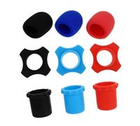 Milisten 9pcs Microphone Dust Cover Set with Sponge Windscreen and Protective Rings, Black Red Navy Microphone Covers for Ktv and Live Performances