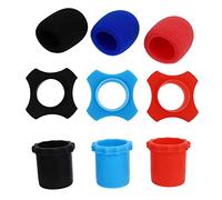 Milisten 9pcs Microphone Sponge Covers Set Anti-roll Rings and Tail Caps, Black Red Navy Mic Accessories Kit for Ktv and Handheld Microphones, Protective Windshield for Mic Random Color