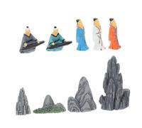 Milisten 9pcs Mini Resin Figures Chinese Elder Playing Piano Zen Garden Decor Bonsai Landscape Accessories Home Decor Statues