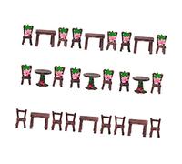 Milisten 9PCS Miniature Dining Table and Chair Style Combinations Miniature Furniture Accessories for DIY Mini House Decoration and Micro Landscape Crafting