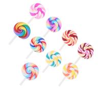 Milisten 9Pcs Miniature Rainbow Lollipop Model Colorful Accessories for Dollhouse Decoration Pretend Play Unique Carnival Props for Creative Miniature Scenes